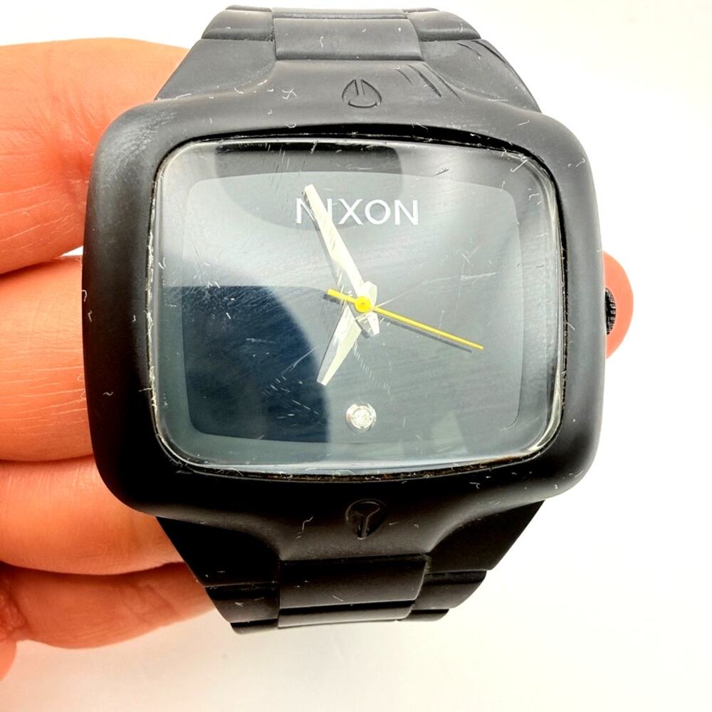 Nixon The Rubber Player Black Rubber Watch Diamond Accent 100M Japan Movt READ